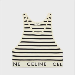 Auth Celine Mesh/ Knit Sports Crop Top